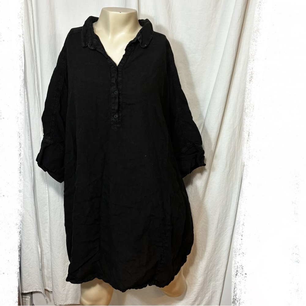SOLD Studio Rundholz women’s black linen small top short  shirt black label